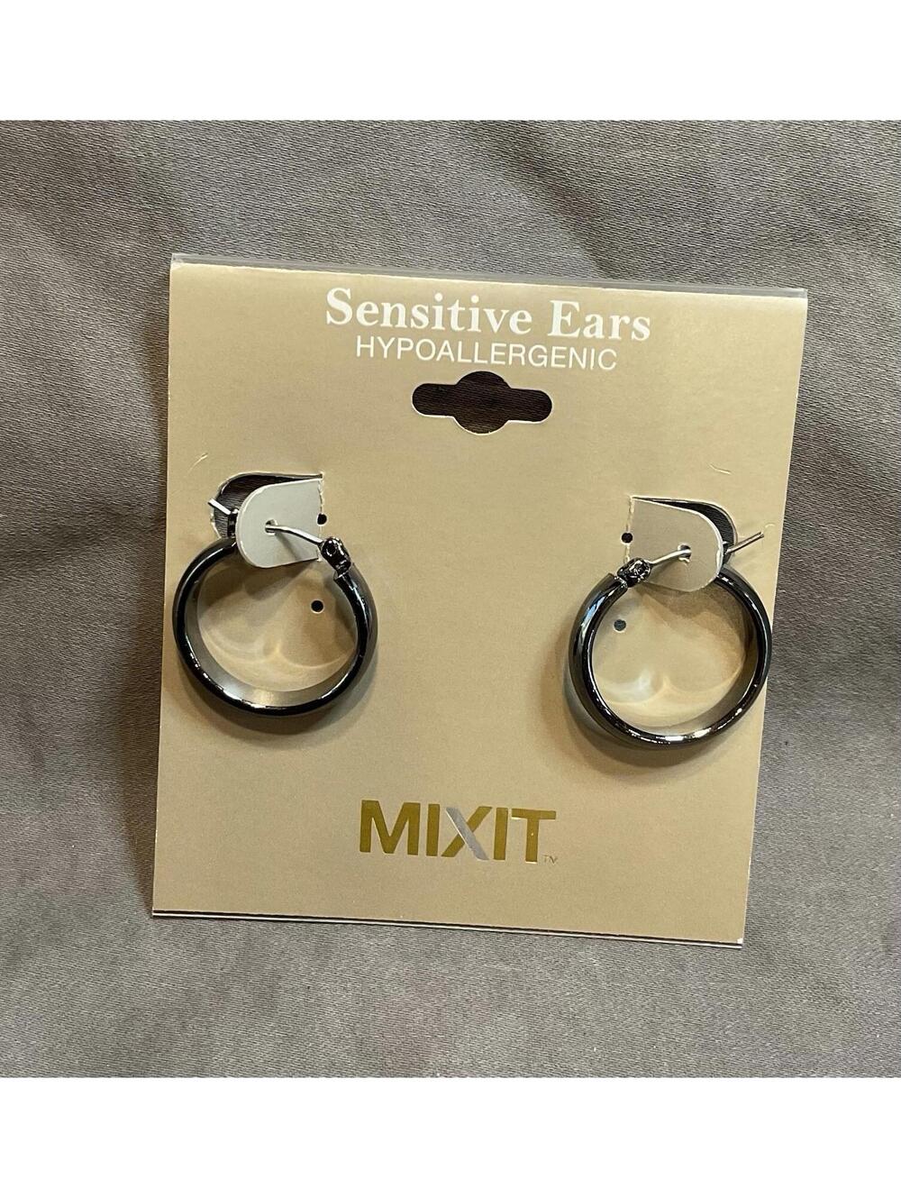 NWT MIXIT Gray Tone Hoop Sensitive Ear Hypoallergenic Earrings #1462